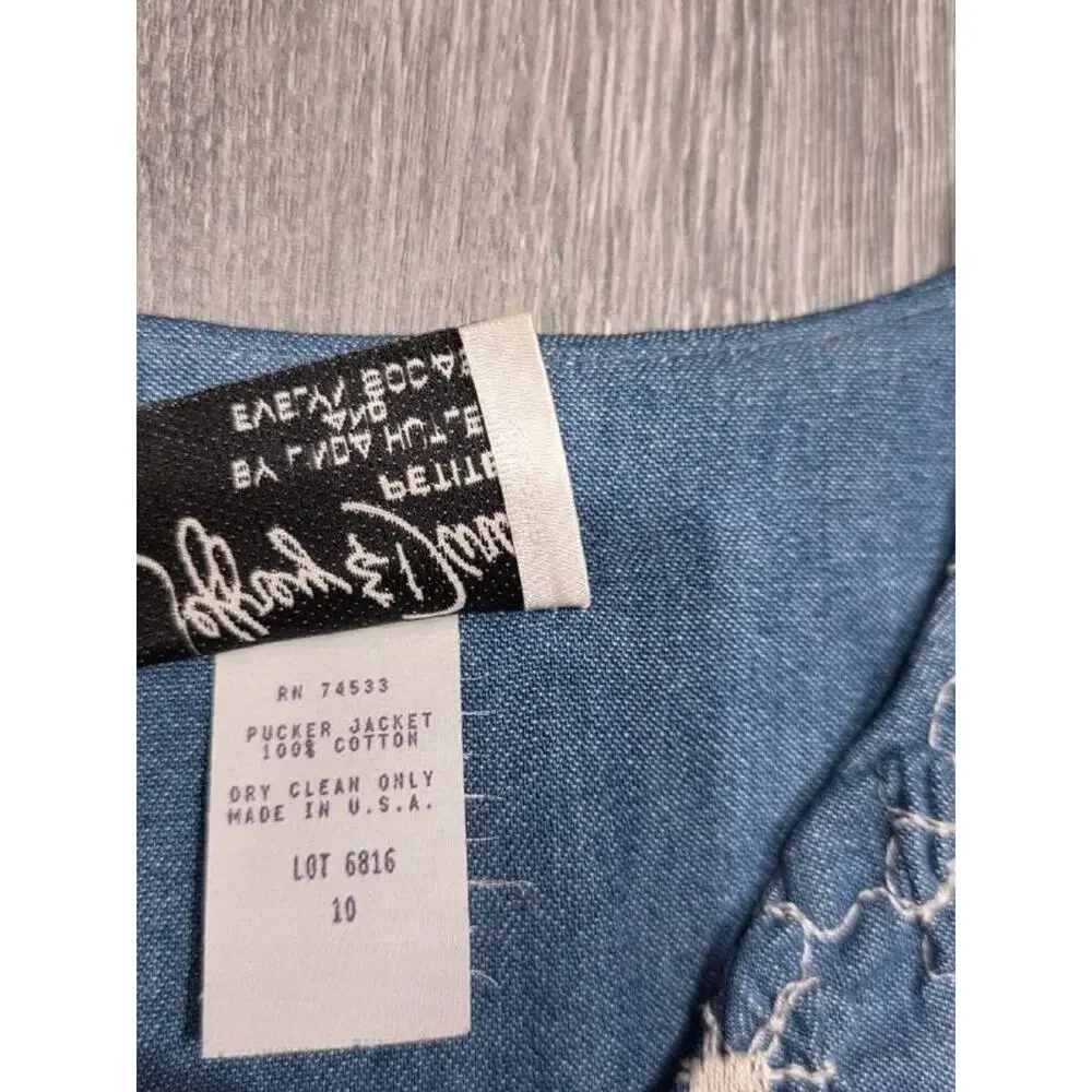 Vintage Jeffrey and Dara Evening Wide Leg 1 Piece Jumpsuit Denim Blue 10 A006204